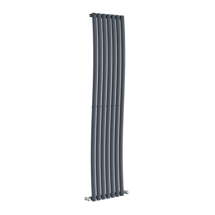 Onda Anthracite Vertical Oval Waved Designer Radiator 1800x413mm Single Panel 2926 BTU - Image 3