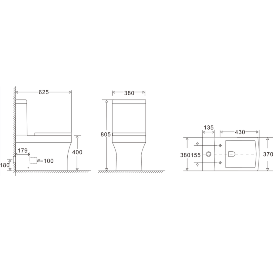 Rimless Close Coupled Toilet and Basin Suite - Ashford - Image 4