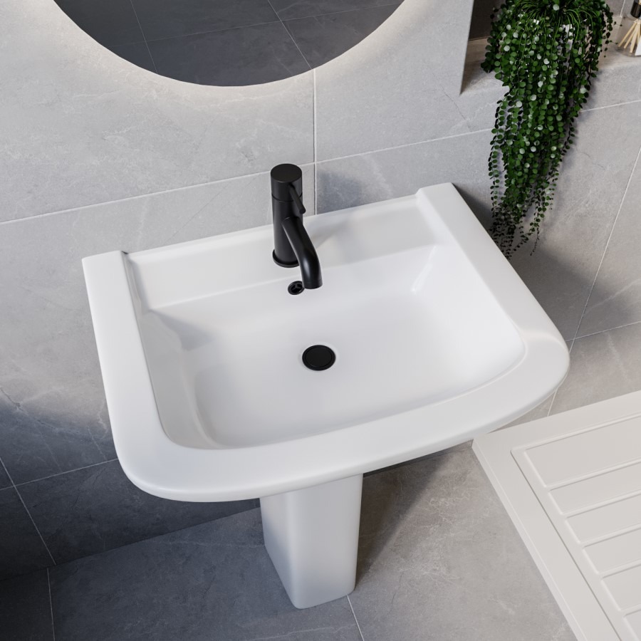 1400 x 900mm Black Walk in Shower Enclosure Suite with Ashford Toilet and Basin - Image 3