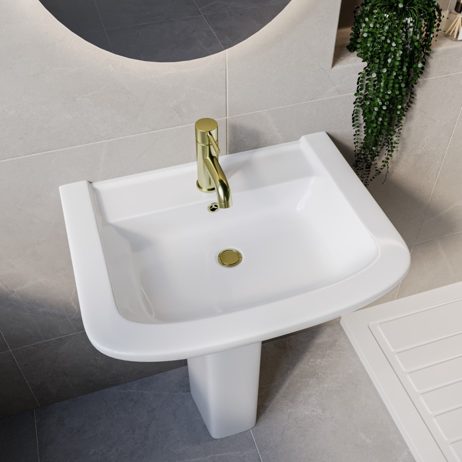 1400 x 900mm Brass Walk in Shower Enclosure Suite with Ashford Toilet and Basin - Image 4