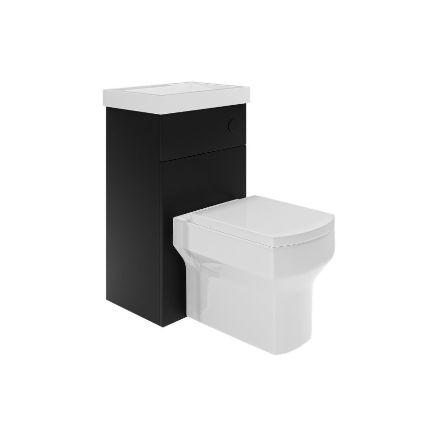 500mm Black Cloakroom Toilet and Sink Unit with Black Fittings - Valetta - Image 4