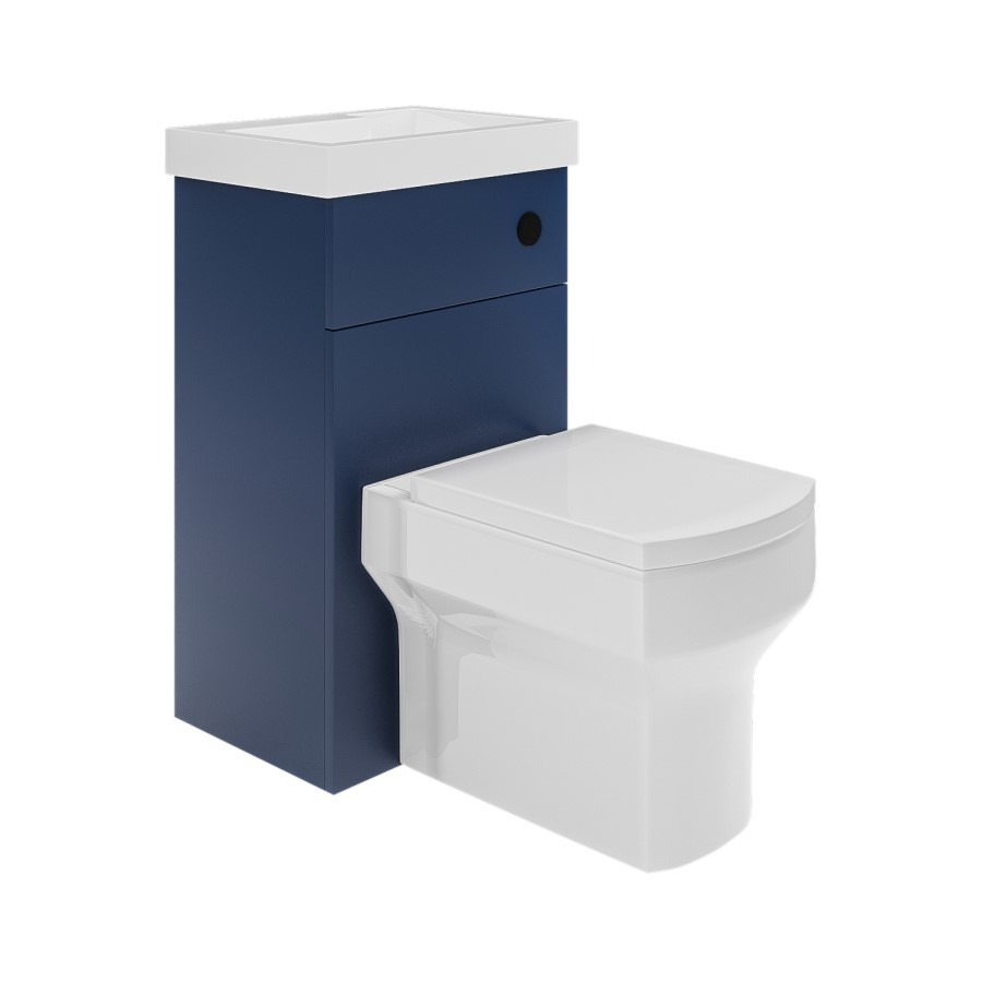 500mm Blue Cloakroom Toilet and Sink Unit with Black Fittings - Valetta - Image 4