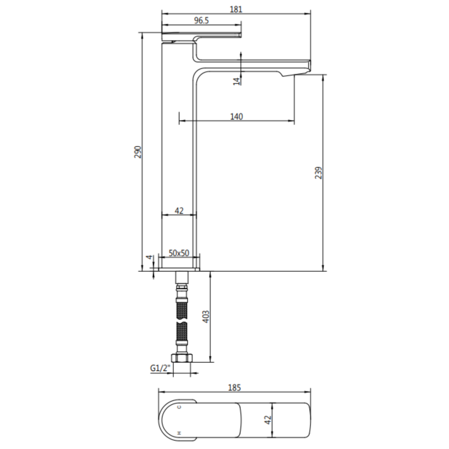 Brushed Brass Tall Mono Basin Mixer Tap - Meko - Image 4