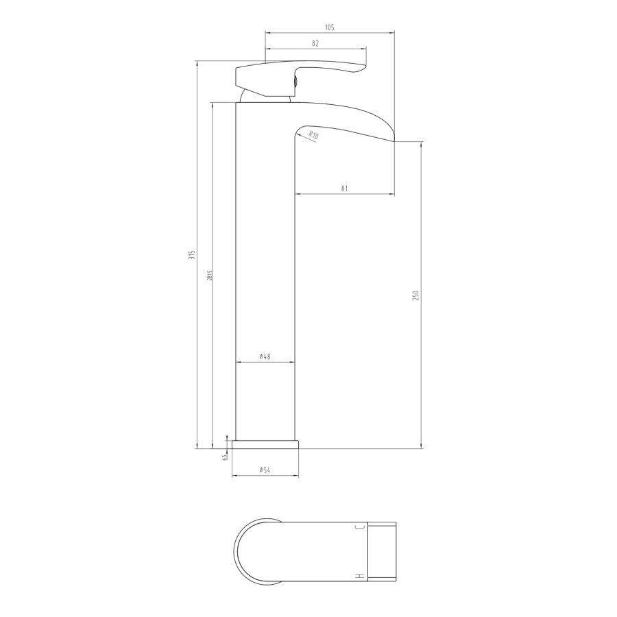 Black Tall Mono Basin Mixer - Elina - Image 4