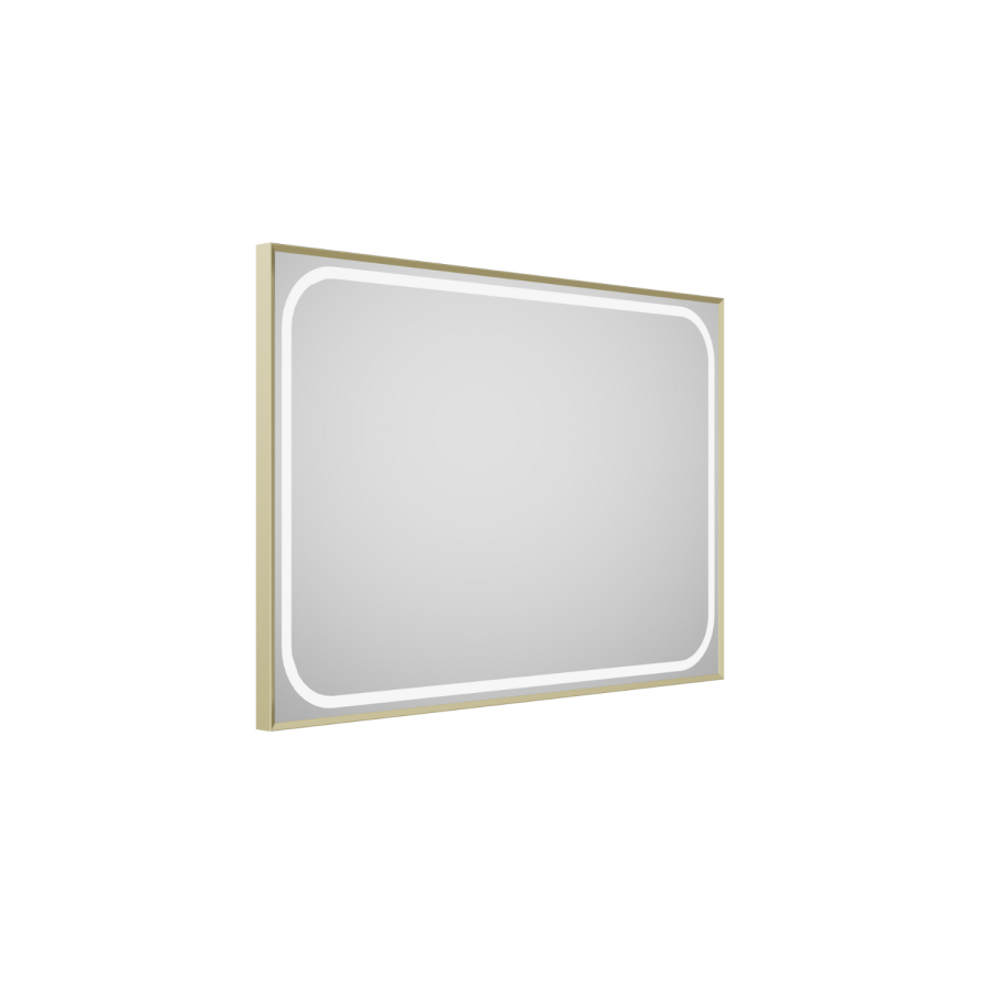 Rectangular Brass Heated Bathroom Mirror with Lights 1200 x 800mm - Rhea - Image 4
