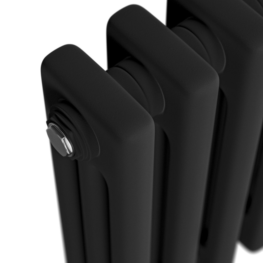 Reggio Midnight Black Vertical Triple Column Traditional Radiator 1500x560mm 5626 BTU - Cast Iron Style - Image 4