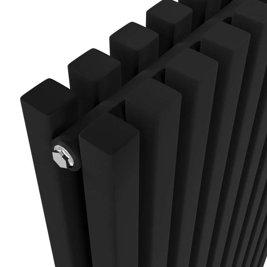 Ravello Midnight Black Vertical Square Designer Radiator 1800x450mm Double Panel 5357 BTU - Image 4