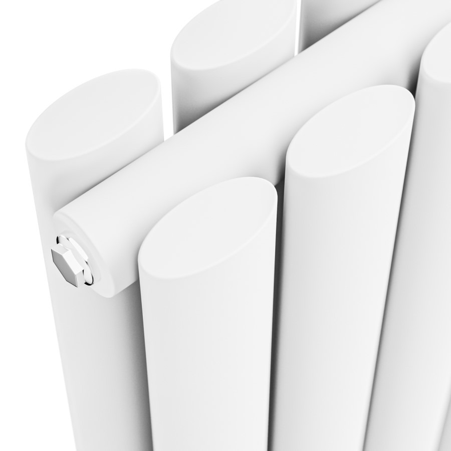 Sorrento White Vertical Oval Designer Radiator 1800x236mm Double Panel 2491 BTU - Image 4