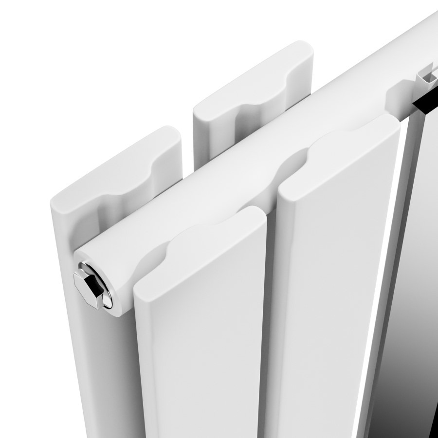 Specchio White Vertical Flat Designer Radiator with Mirror 1800x385mm Double Panel 3541 BTU - Image 4