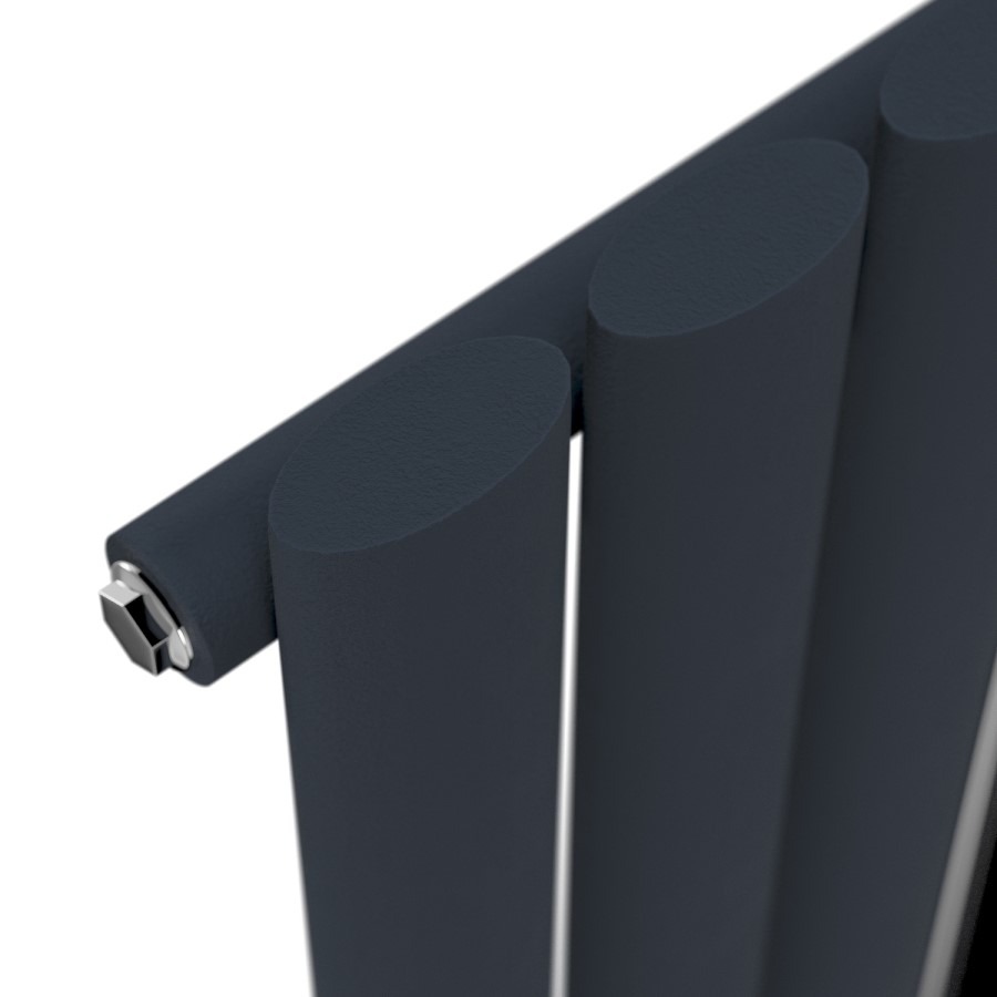 Specchio Anthracite Vertical Oval Designer Radiator with Mirror 1800x500mm Single Panel 2680 BTU - Image 4