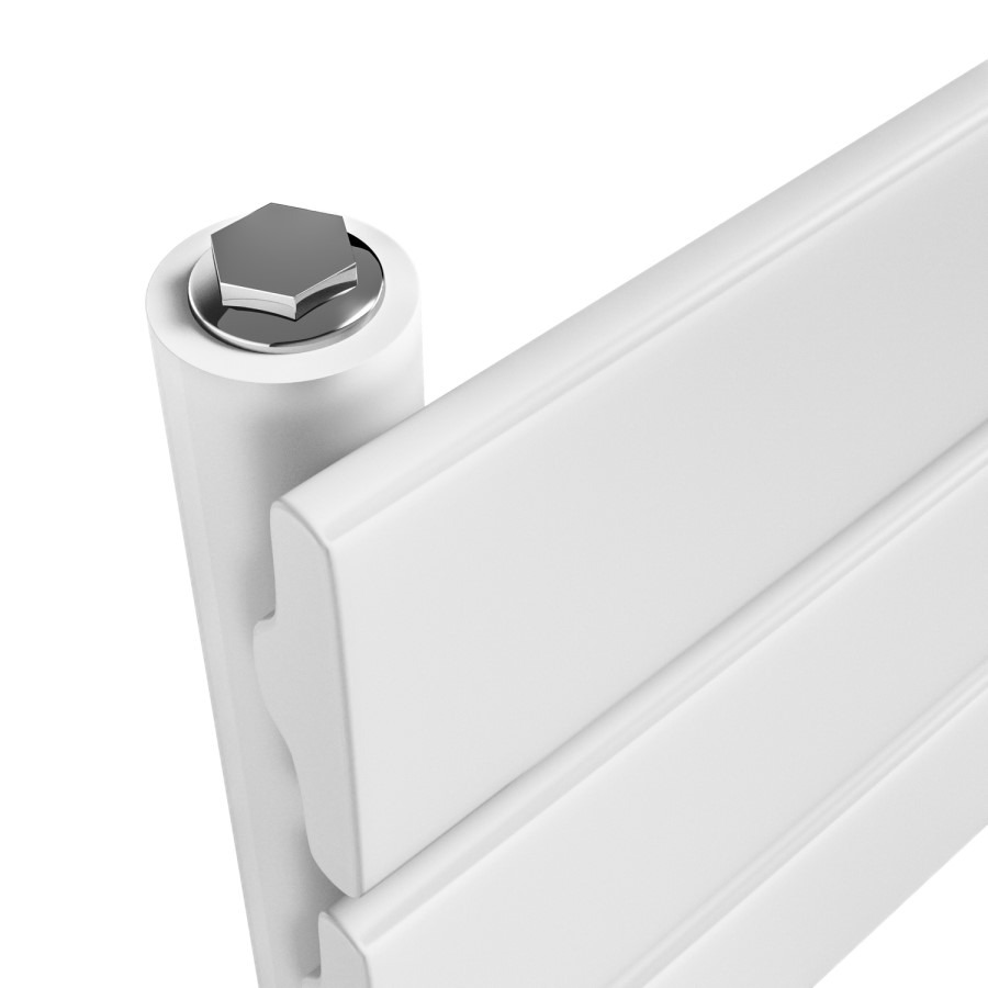 Riace White Vertical Flat Towel Radiator 1200x600mm Single Panel 2034 BTU - Image 4