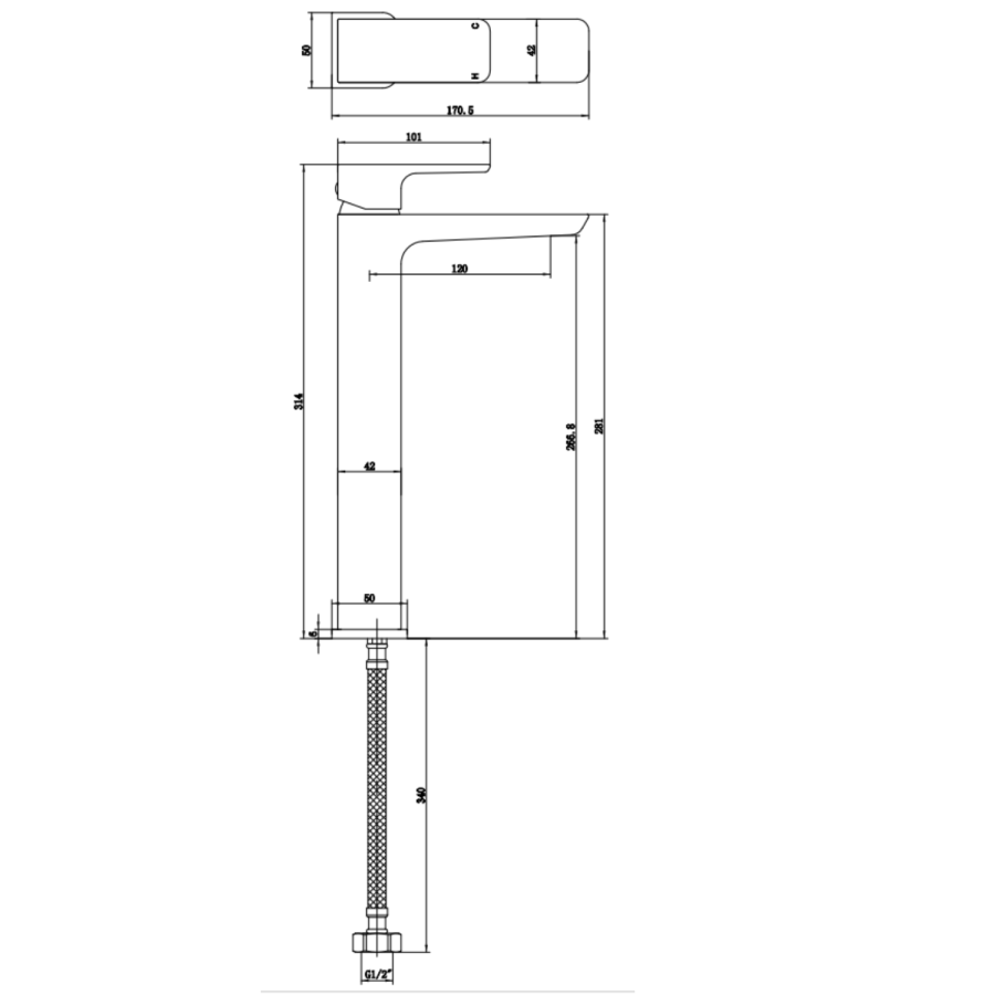 Chrome Tall Mono Basin Mixer Tap - Zana - Image 4