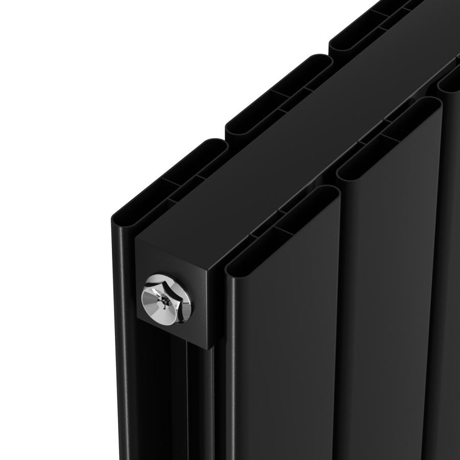 Eco Eleganza Midnight Black Vertical Flat Designer Aluminium Radiator 1800x450mm Double Panel 4392 BTU - Image 4