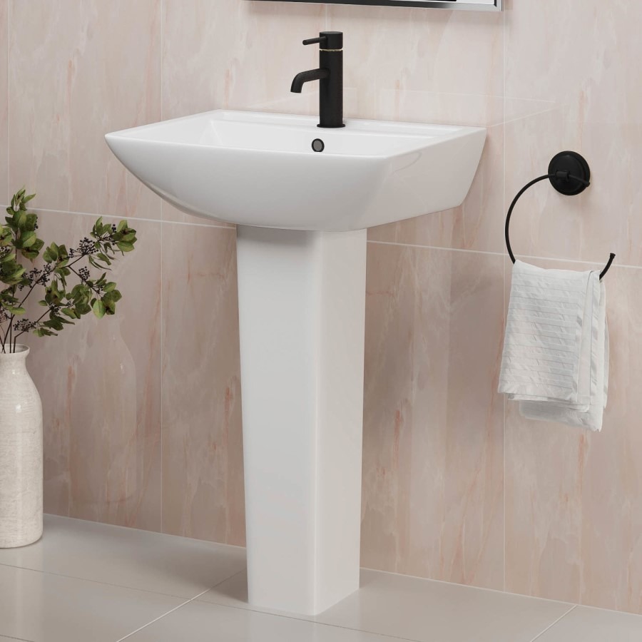 Black Freestanding Left Hand Shower Bath Suite with Toilet and Basin - Amaro - Image 5