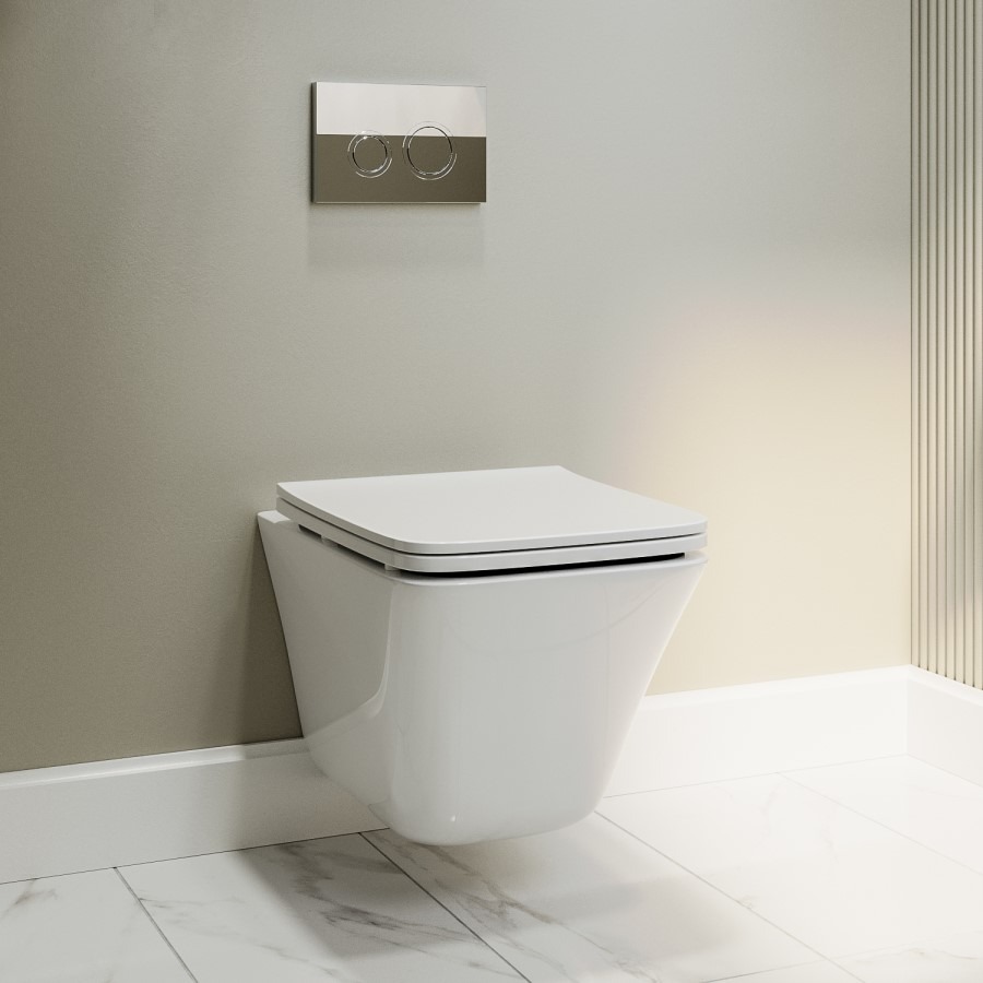 Wall Hung Toilet and White Gloss Basin Vanity Unit Cloakroom Suite - Pendle - Image 5