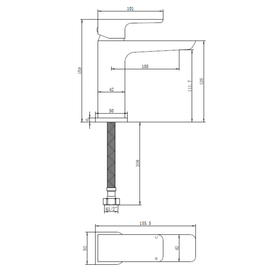 Black Mono Basin Mixer Tap - Zana - Image 5