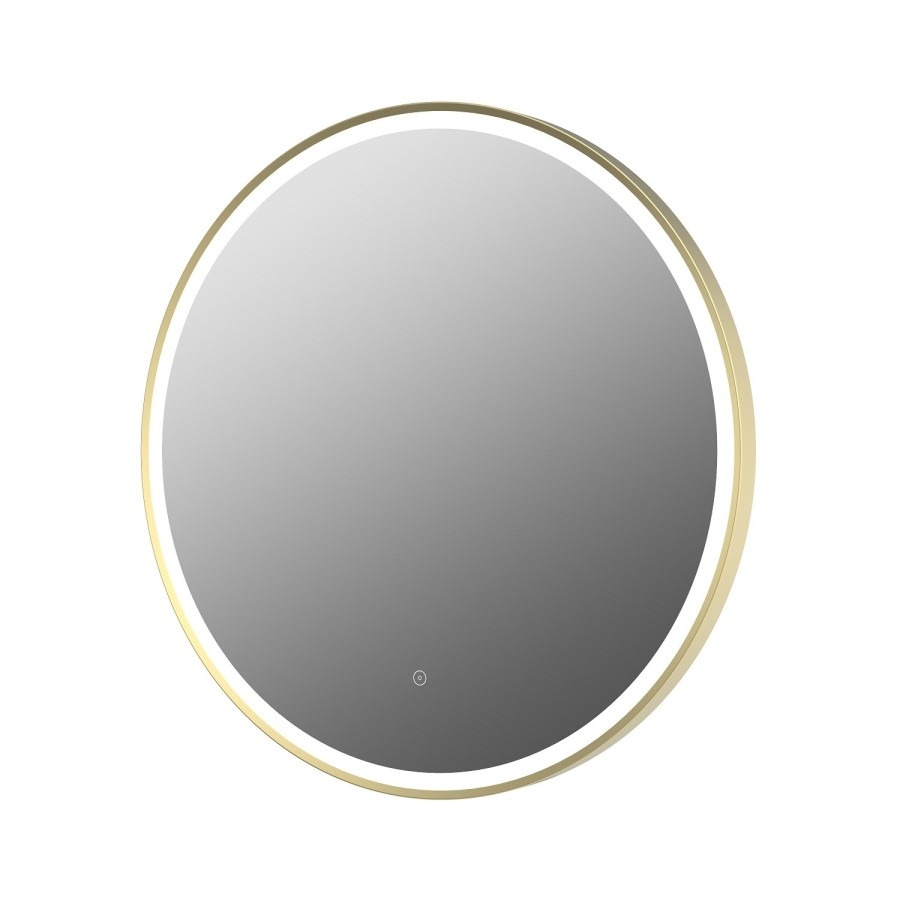 Round Brass Heated Bathroom Mirror with Lights 600mm -Antares - Image 5