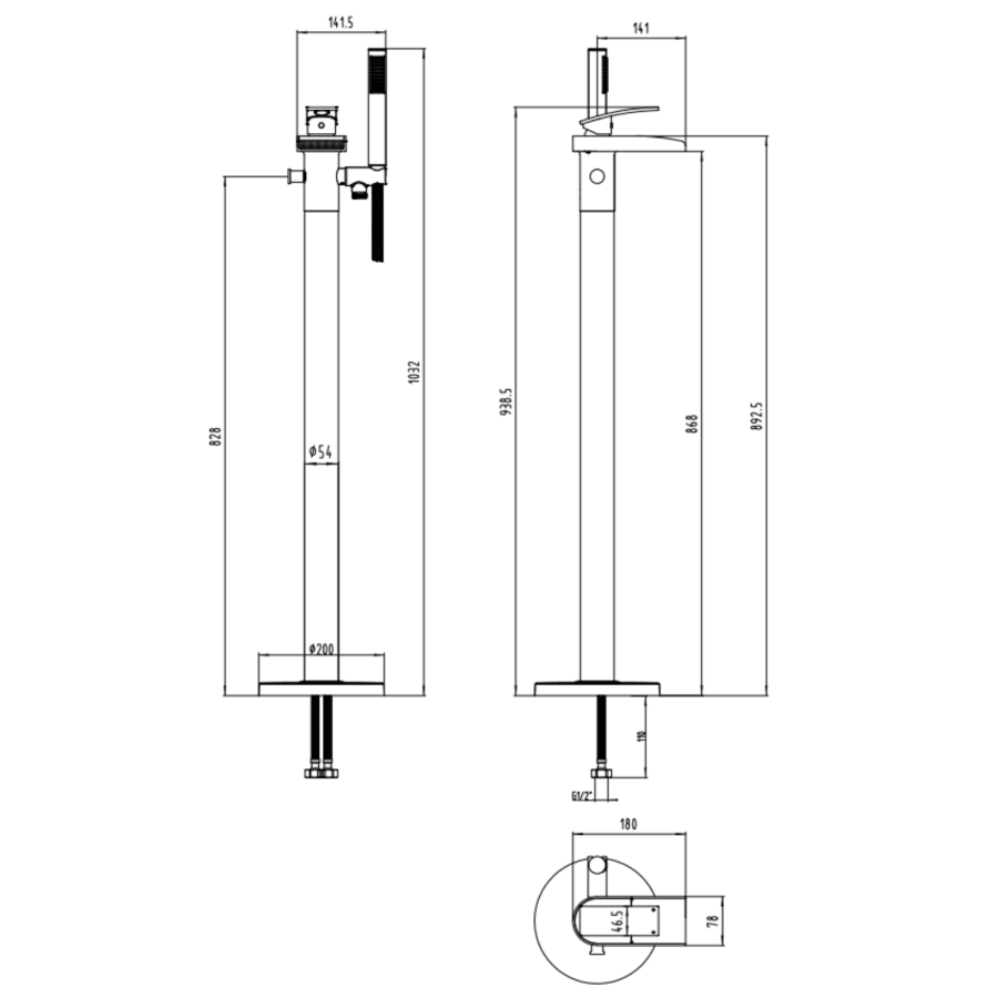 Matt Black Freestanding Bath Shower Mixer Tap - Elina - Image 5