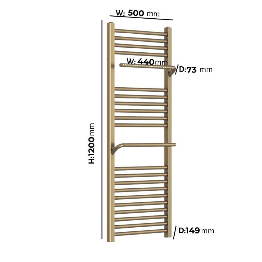 Brass Towel Radiator 1200 x 500mm - Nazco - Image 5