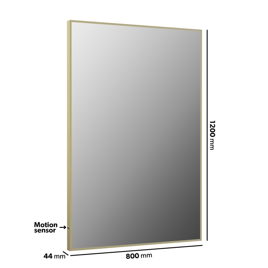 Rectangular Brass Backlit Heated Bathroom Mirror with Lights 1200 x 800mm - Taurus - Image 4