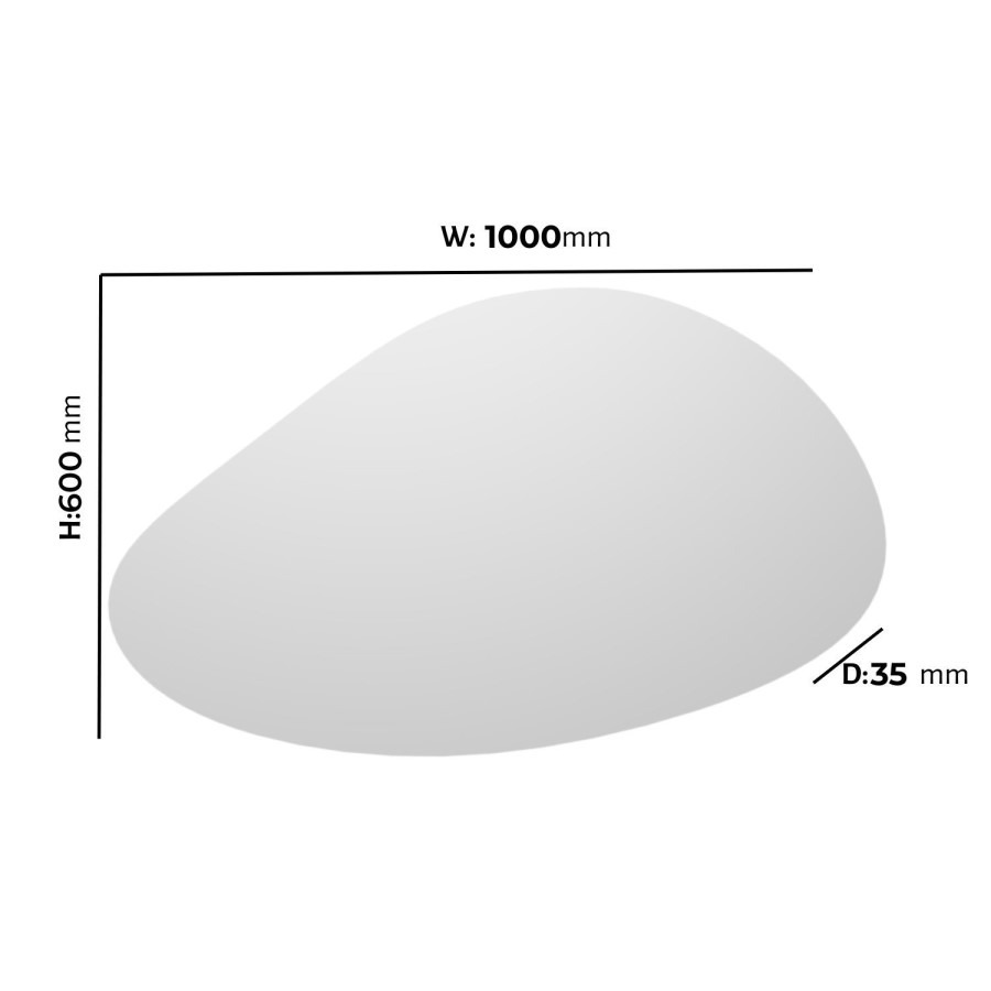 Pebble Backlit Heated Bathroom Mirror with Lights 600 x 1000mm - Apollo - Image 4