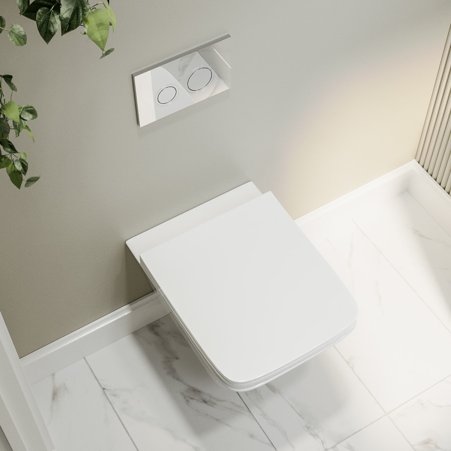 Wall Hung Toilet and White Gloss Basin Vanity Unit Cloakroom Suite - Pendle - Image 6