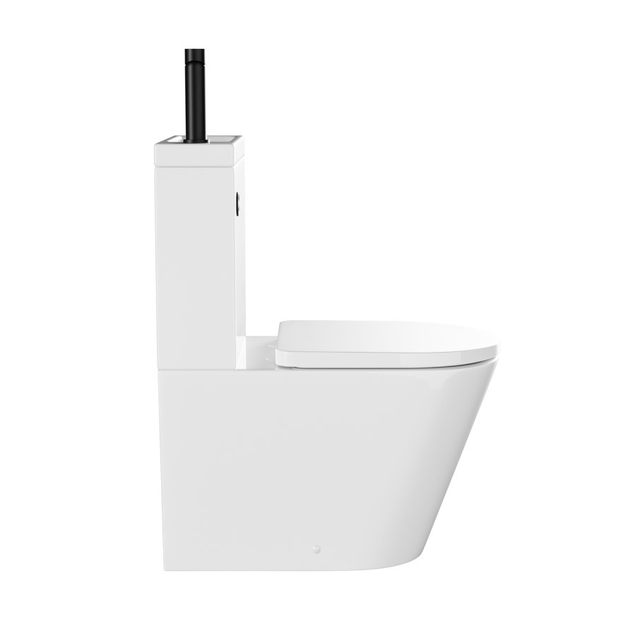 Close Coupled Closed Back Toilet with Sink on Top & Black Fittings Cloakroom Suite - Legend - Image 6