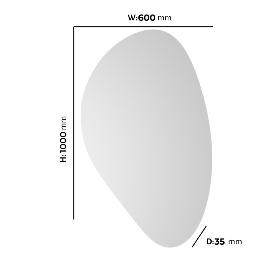 Pebble Backlit Heated Bathroom Mirror with Lights 600 x 1000mm - Apollo - Image 5