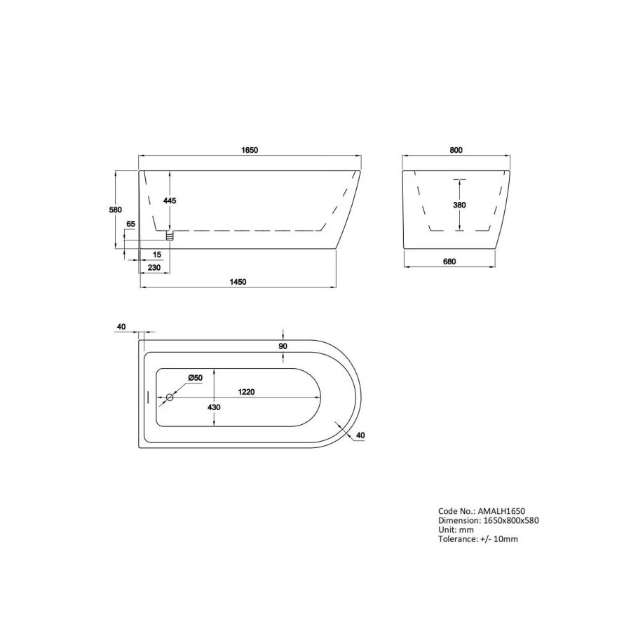 Black Freestanding Left Hand Shower Bath Suite with Toilet and Basin - Amaro - Image 7