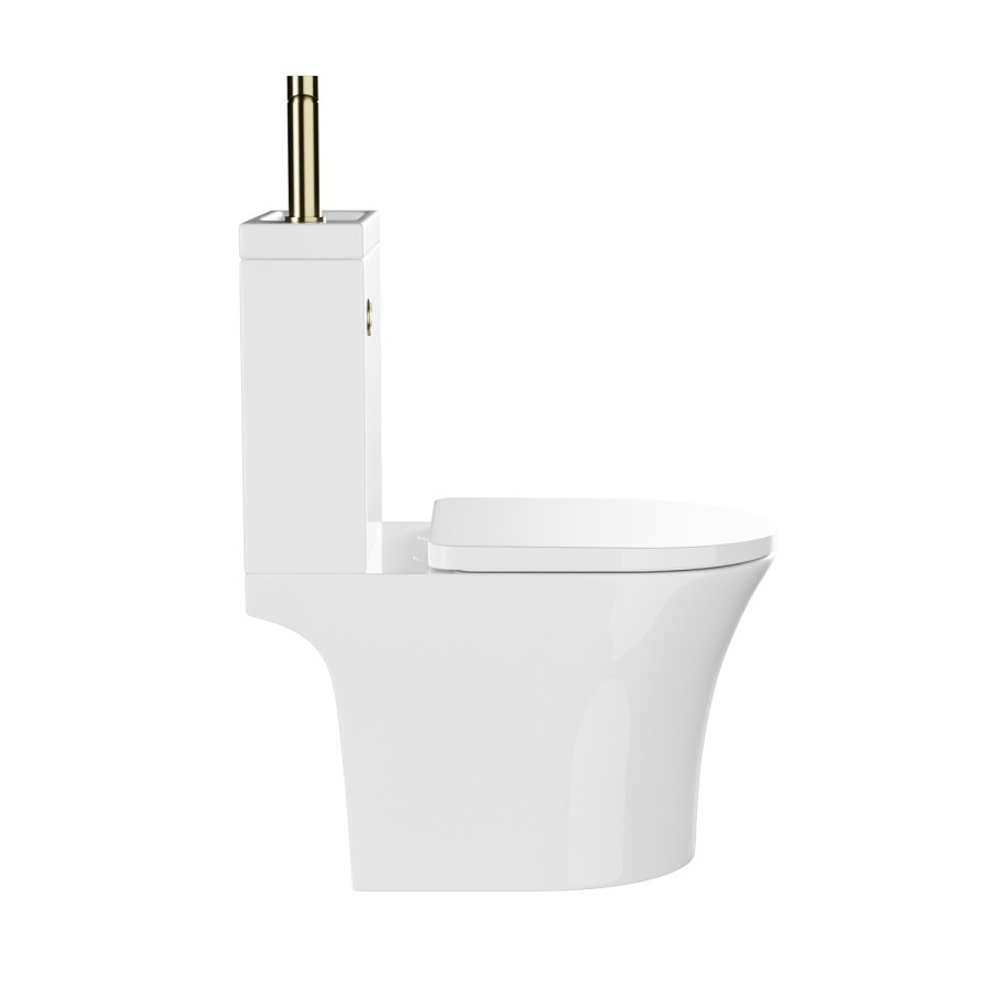 Close Coupled Open Back Toilet with Sink on Top & Brass Fittings Cloakroom Suite - Legend - Image 7
