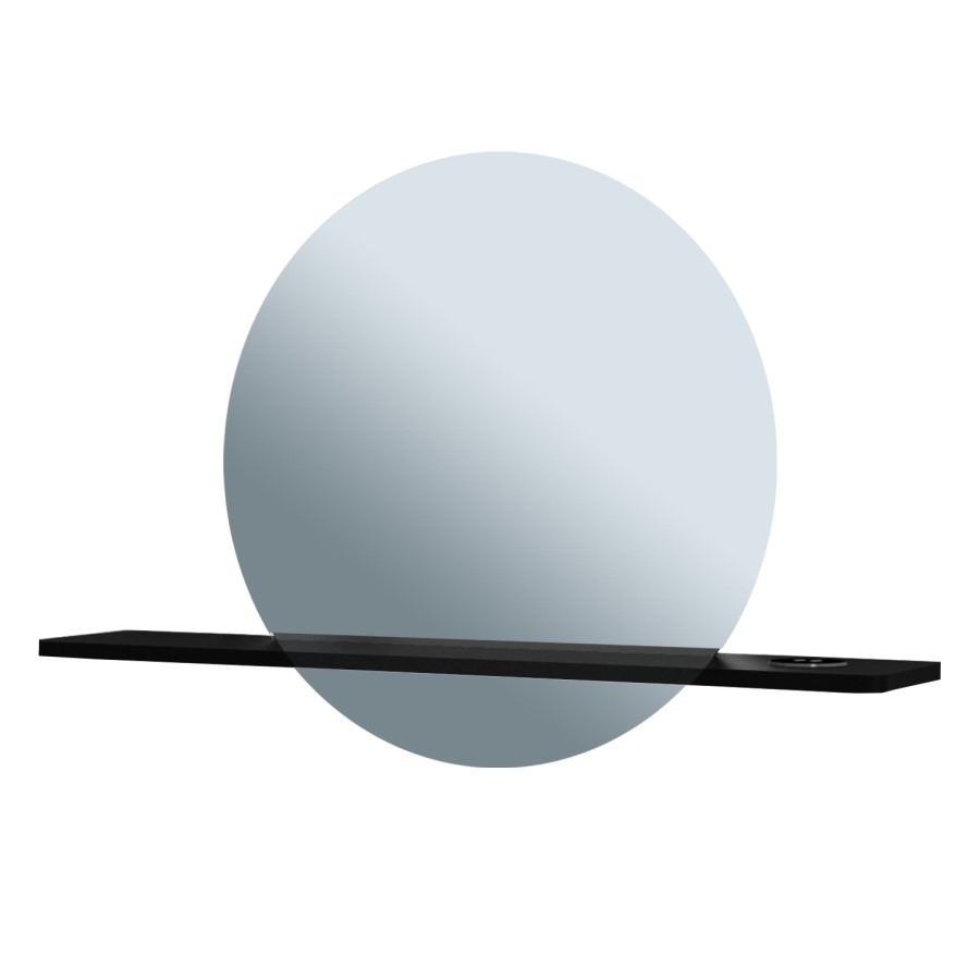 Round Backlit Heated Bathroom Mirror with Lights & Black Shelf 500mm - Ersa - Image 7