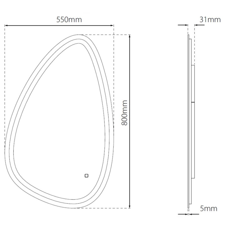Sensio Mistral Teardrop Backlit Heated Bathroom Mirror with Lights 550 x 800mm - Image 7