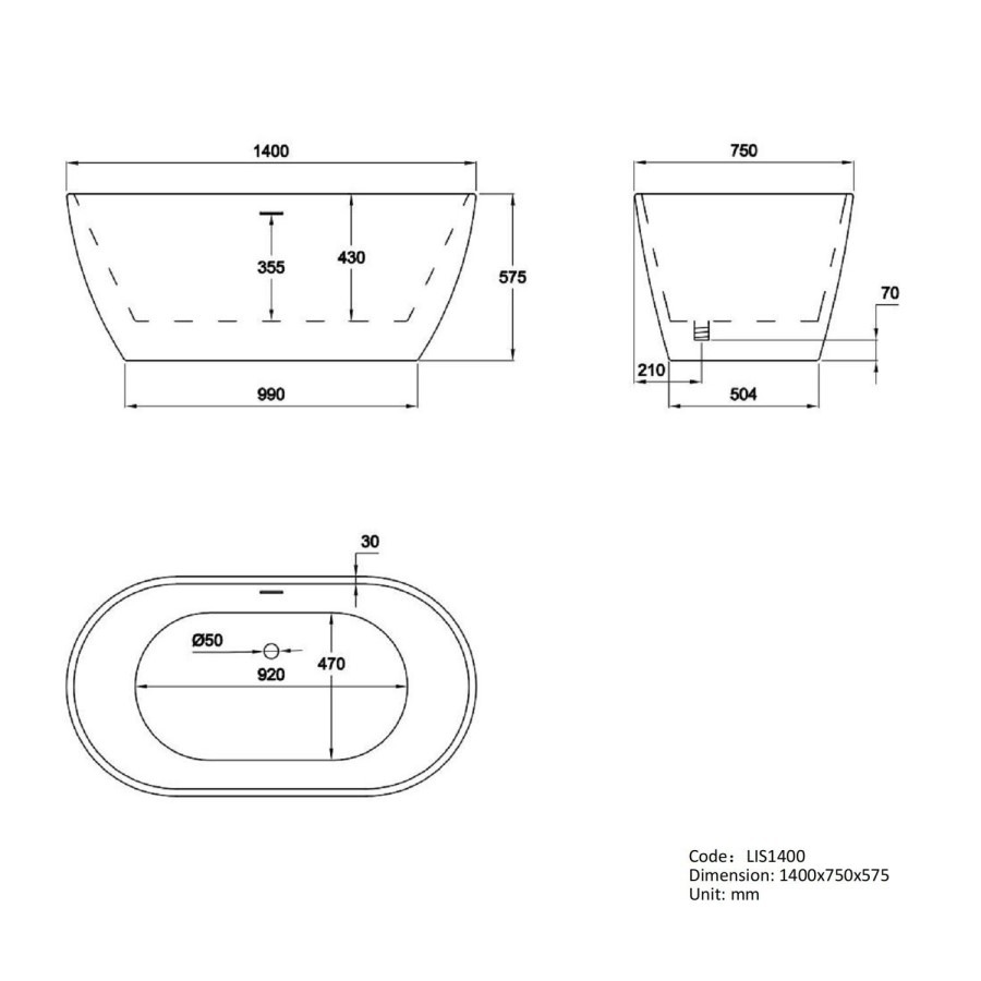Modern Freestanding 1400mm Bath Suite with Toilet & Basin - Lisbon - Image 8