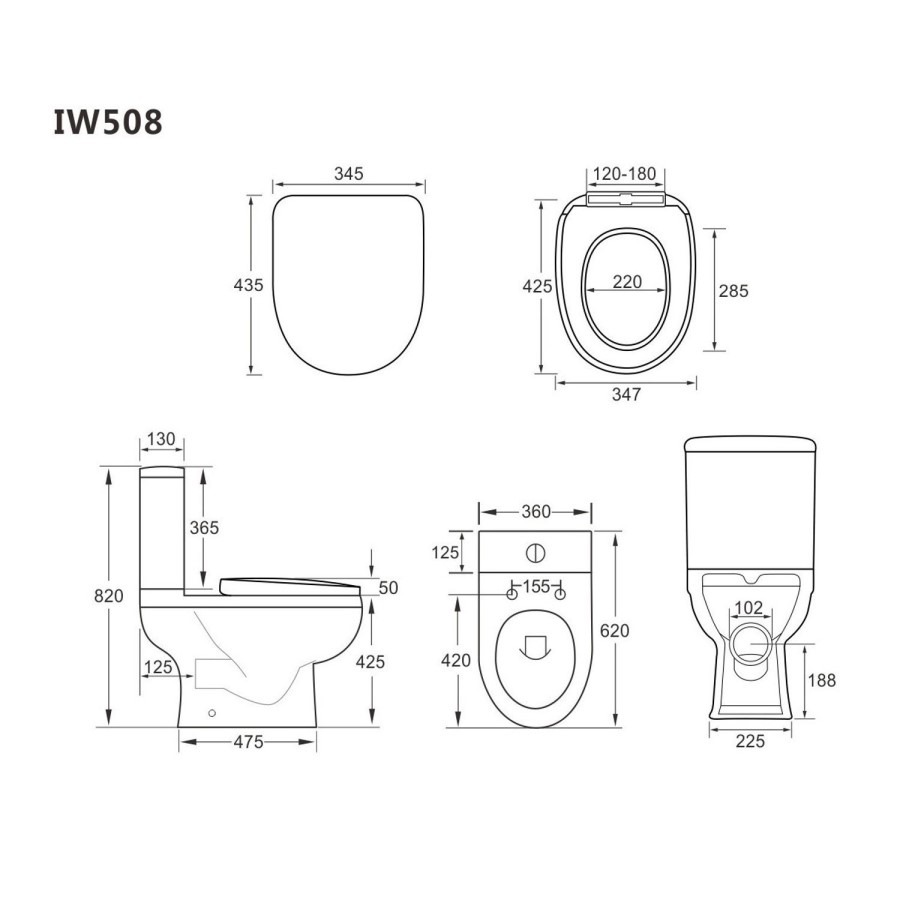 1600mm Shower Bath Suite with Toilet Basin & Panels - Alton - Image 10