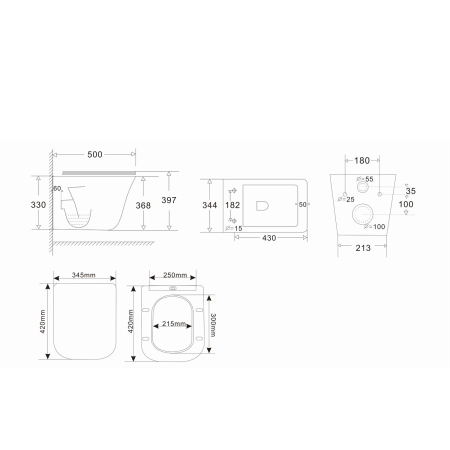 Wall Hung Toilet and White Gloss Basin Vanity Unit Cloakroom Suite - Pendle - Image 12