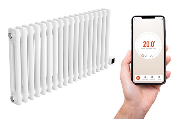 White Horizontal Column Smart Electric Radiator with Wi-Fi Thermostat - 1200W - H400xW830mm - Bathroom Safe - Image 5