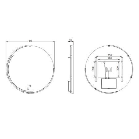 Sensio Aspect Curve Round Black Heated Bathroom Mirror with Lights - 600mm - Image 3