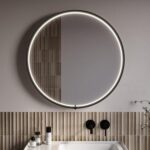 Round Black Heated Bathroom Mirror with Lights 800mm - Nyx