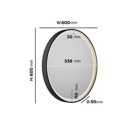 Round Black & Brass Heated Bathroom Mirror with Lights 600mm - Arlo - Image 5