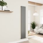 Eco Eleganza Anthracite Vertical Flat Designer Aluminium Radiator 1600x300mm Single Panel 2036 BTU