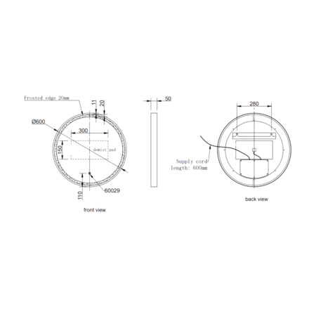 Round Black & Brass Heated Bathroom Mirror with Lights 600mm - Arlo - Image 6