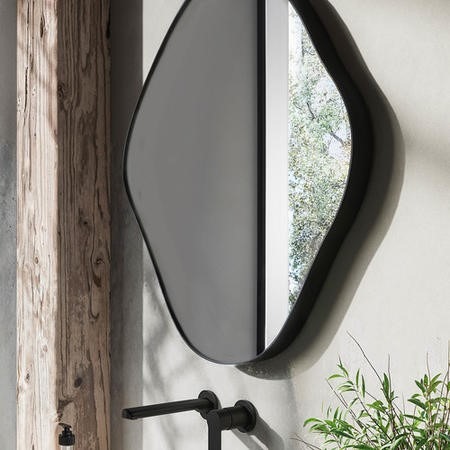 Pebble Black Backlit Heated Bathroom Mirror with Lights 760 x 800mm - Aster - Image 3