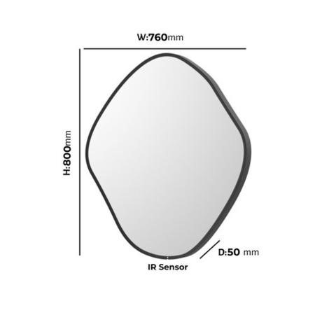 Pebble Black Backlit Heated Bathroom Mirror with Lights 760 x 800mm - Aster - Image 5